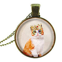 Незвичайний круглий кулон із ланцюжком Кіт Король