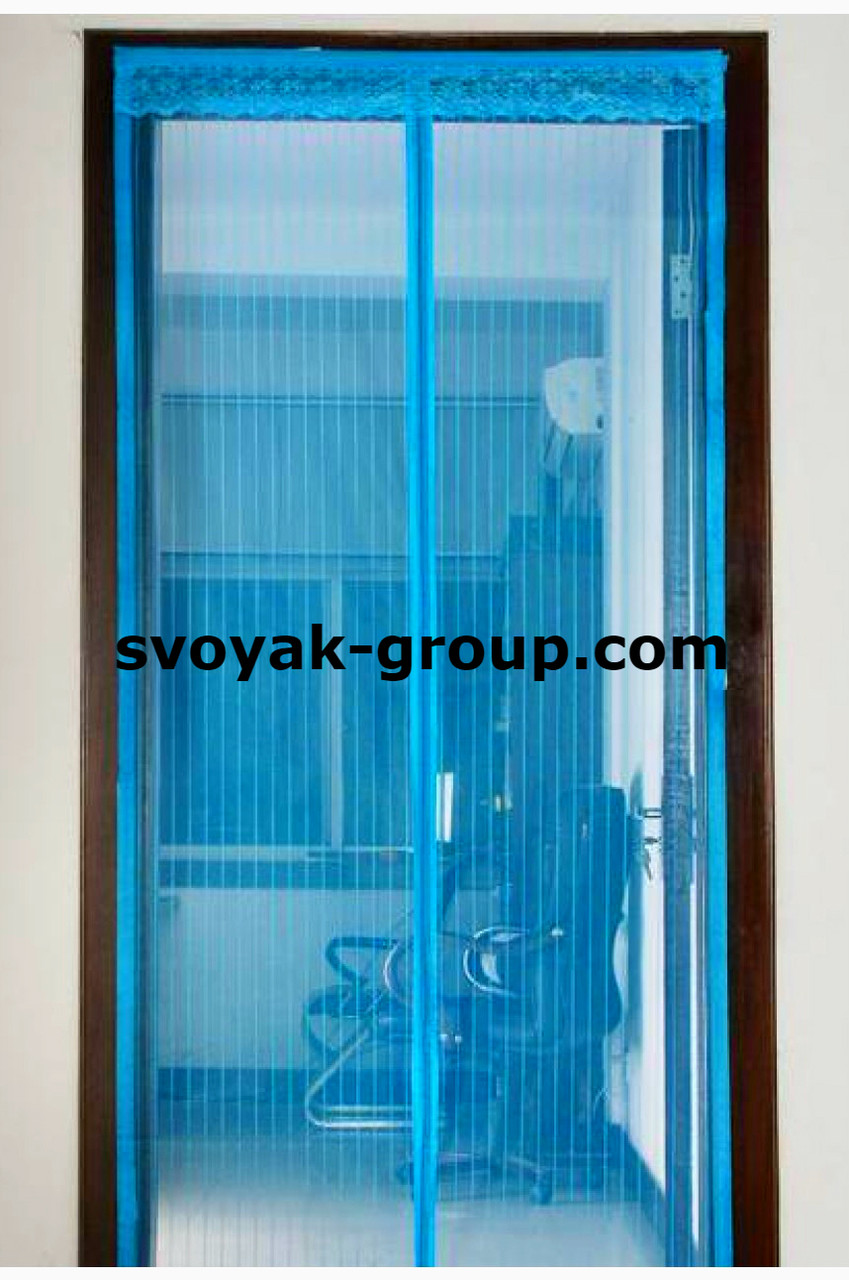 Москітна сітка дверна 210х100 см на магнітах.(Зелена,синя).