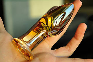 Анальна пробка 3 см LYNX Amber Crystal Plug маленька для новачків скляна коричнева янтарна, фото 4