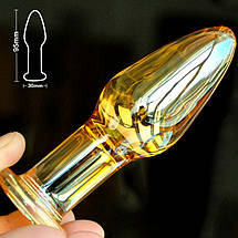 Анальна пробка 3 см LYNX Amber Crystal Plug маленька для новачків скляна коричнева янтарна, фото 2