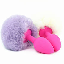 Анальна пробка 2.8 см Playboy хвіст кролика зайця з хутром круглий, фото 5