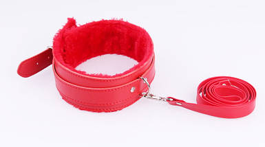Нашийник з повідцем Lock dog м'який для бдсм і секс гри, фото 4