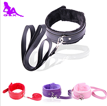 Нашийник з повідцем Lock dog м'який для бдсм і секс гри, фото 2