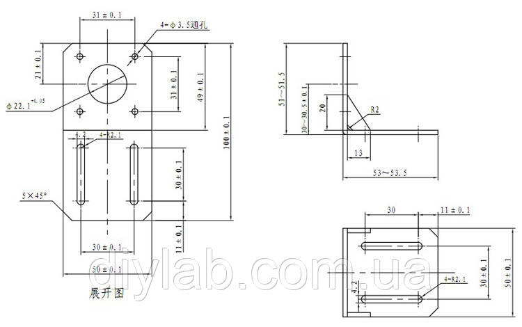 Угловой кронштейн для крепления двигателей NEMA17, CNC, 3D принтер - фото 3 - id-p215615371