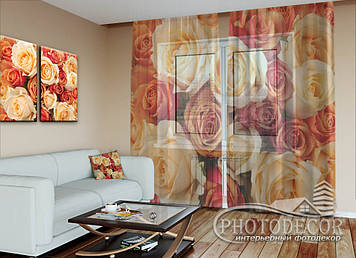 ФотоТюль "Карамельні троянди" (2,5м*4,5м, на довжину карниза 3,0м)