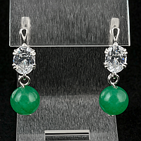 Нефрит, срібло 925, сережки, 121СРН