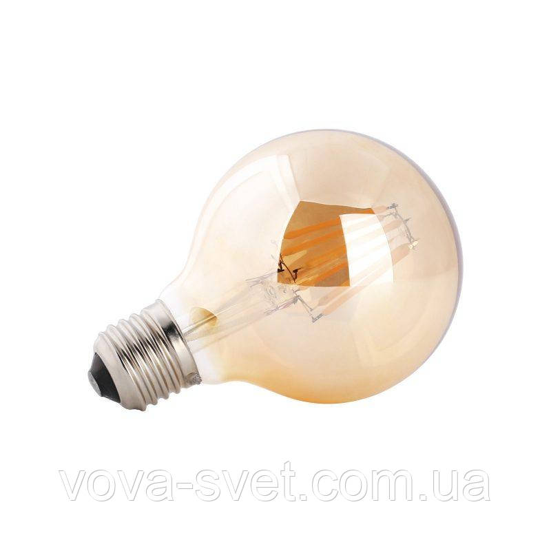 LED лампа Эдисона G-80 (6w) (AMBER) Filament - фото 4 - id-p526333715