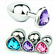 Анальная пробка М 3.4 см серебрянная сердечком Swarovski M Love Crystal большая - фото 2 - id-p532784578