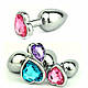 Анальная пробка М 3.4 см серебрянная сердечком Swarovski M Love Crystal большая - фото 7 - id-p532784578