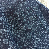 Котон жакард із білими квітами на темно-синьому тлі, фото 4