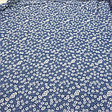 Шифон-органза з маленькими білими квіточками на синьому тлі, фото 3