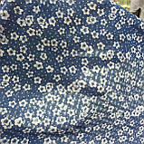 Шифон-органза з маленькими білими квіточками на синьому тлі, фото 4