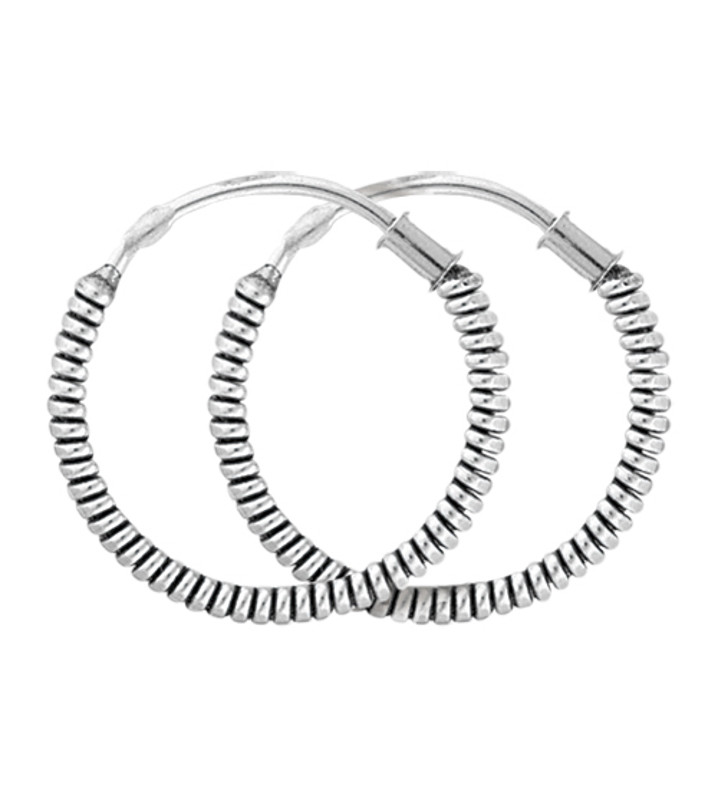 Срібні сережки-кільця з оксидуванням "337"