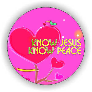 Значок круглий No44 Know Jesus, know peace