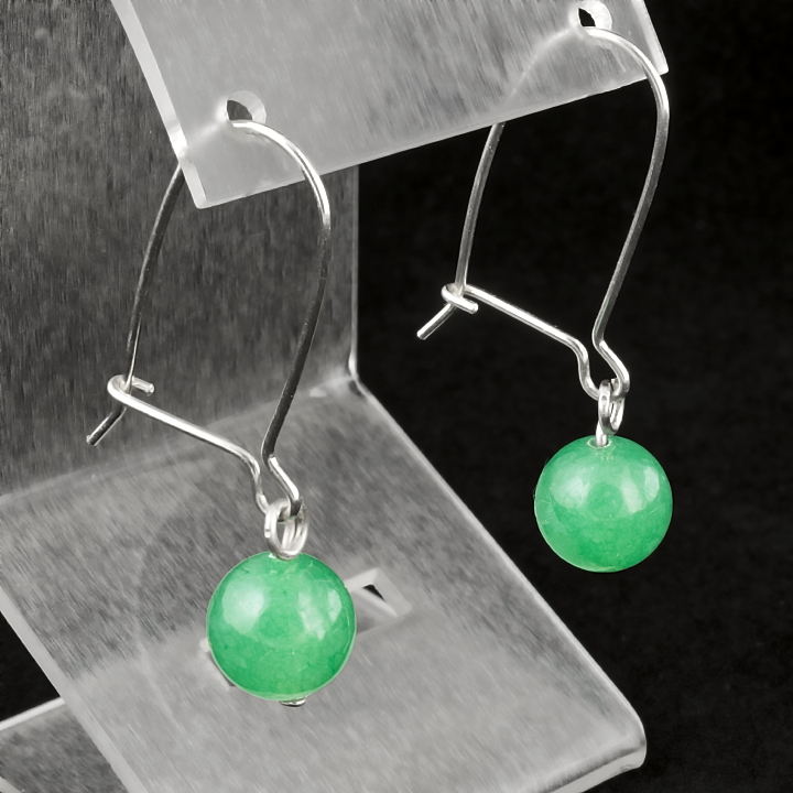 Нефрит, срібло 925, сережки, 125СРН