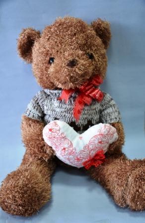 Ведмедик у светрі, м'яка іграшка, 65х37 см, плюш, Подарунки, Дніпропетровськ