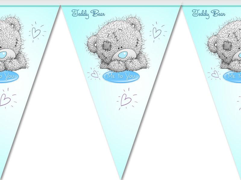 Гірлянда прапорці святкова для дитячого дня народження "Ведмедик Тедді"