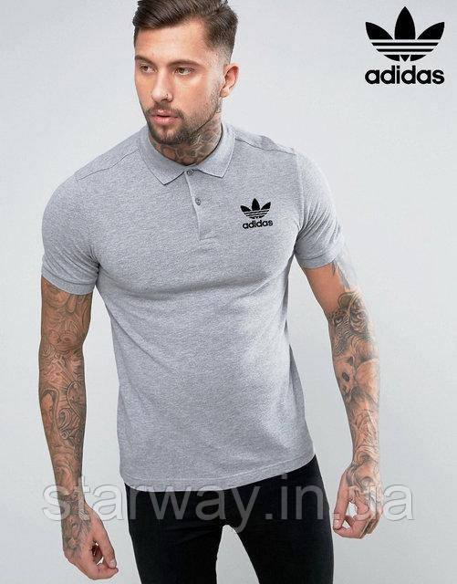 Футболка поло | сіра теніска | adidas logo