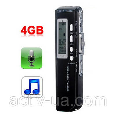 Цифровий диктофон із пам'яттю 4 ГБ, mp3 плеєр, на 2х ААА батарейки