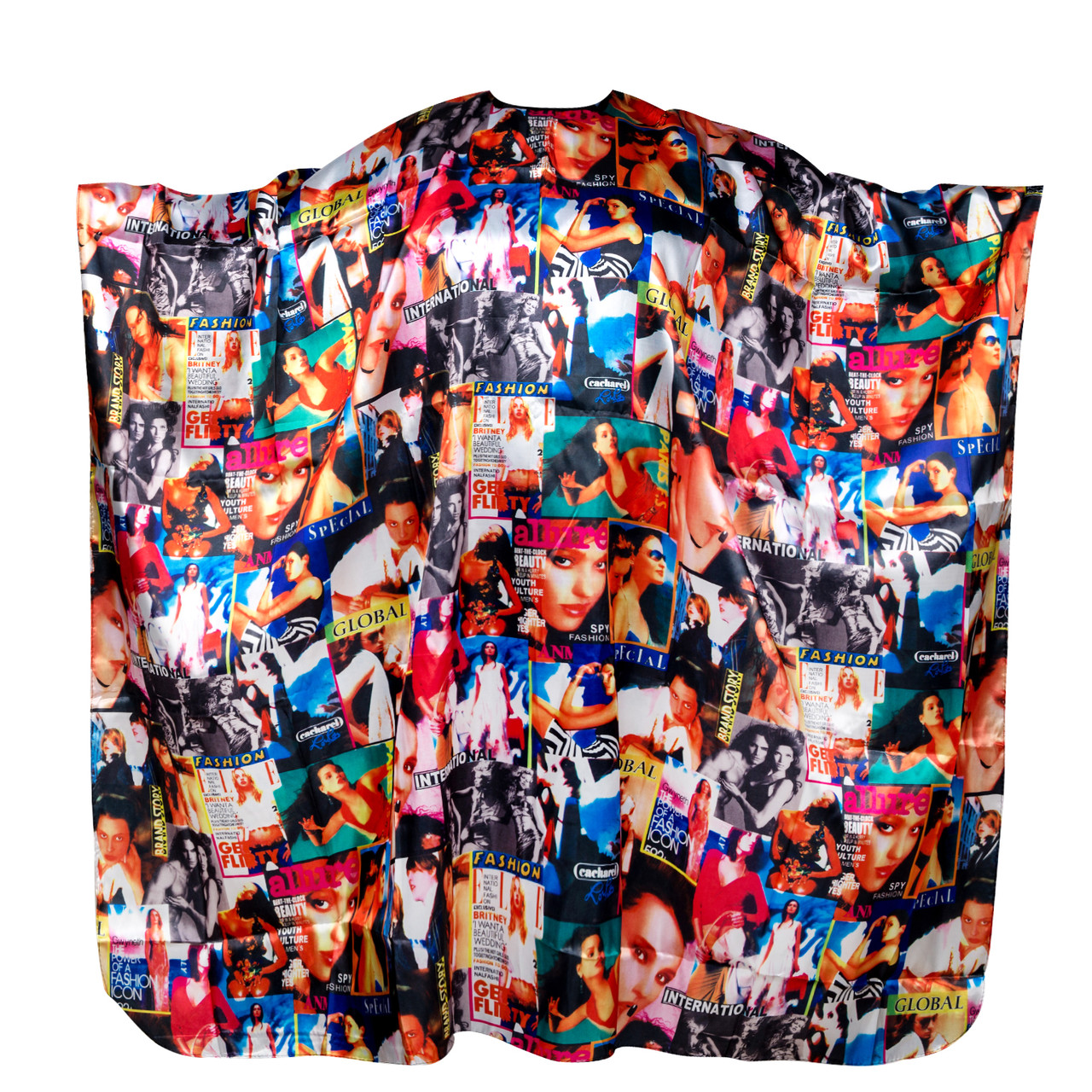 Пеньюар перукарський атласний, журнальний принт, кольоровий