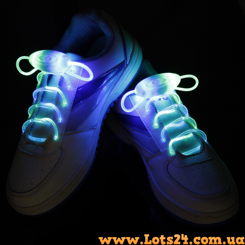 Шнурки для взуття що світяться зелені LED шнурки з підсвіткою шнурівка + батарейки CR2032, фото 1