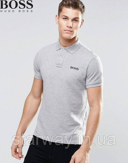 Футболка поло | сіра теніска | принт бос