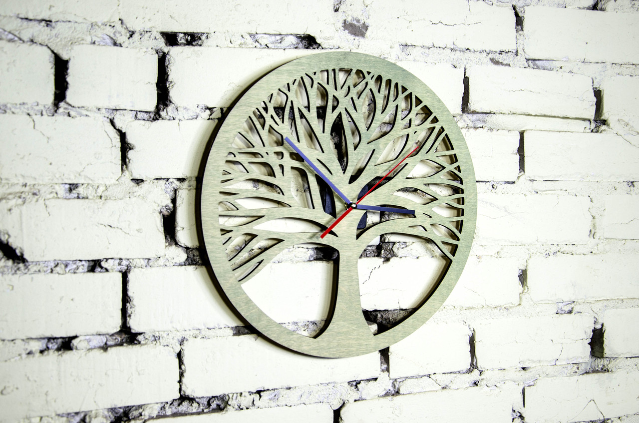 Годинник настінний із фанери "Дерево" будь-якого кольору, фото 1