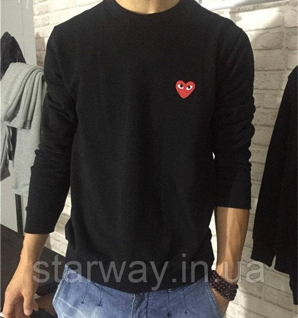 Чорний світшот з принтом comme des garcons | small logo