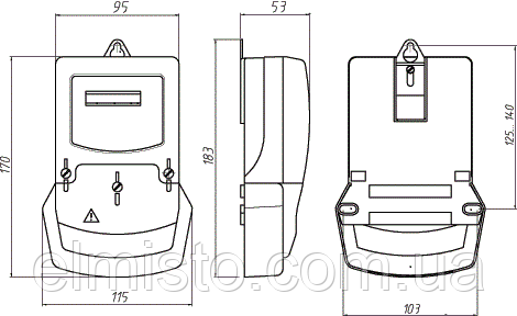 Габаритный чертеж электросчетчика Энергомера CE 102 S6 145 OKV