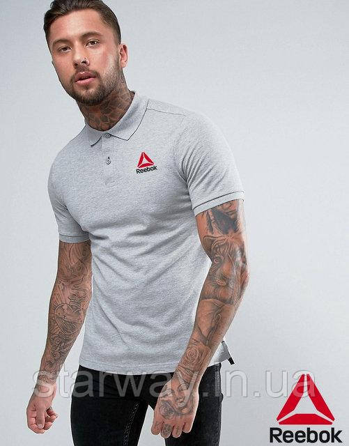 Футболка поло | сіра теніска | reebok logo