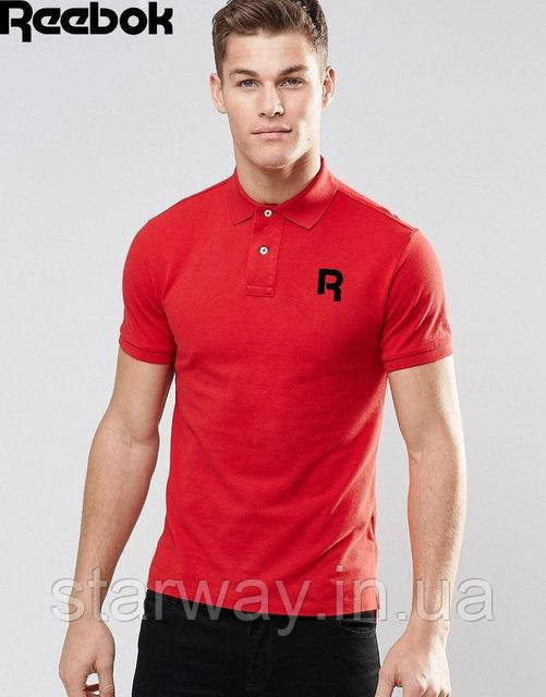 Футболка поло | червона теніска | reebok logo