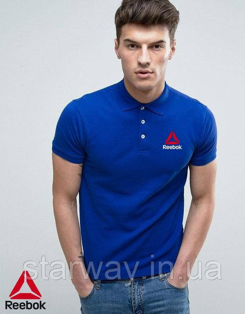 Футболка поло | синя теніска | reebok logo
