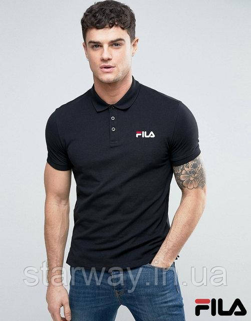 Футболка поло | чорна теніска | fila logo