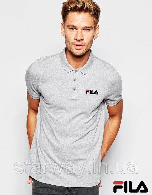 Футболка поло | сіра теніска | fila logo