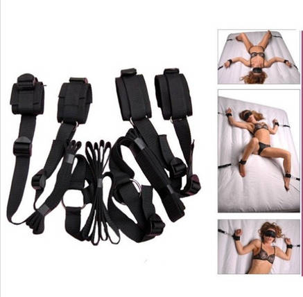 Ремені на ліжко БДСМ Bed bondage фіксатори зап'ясток та кісточок ♠, фото 1