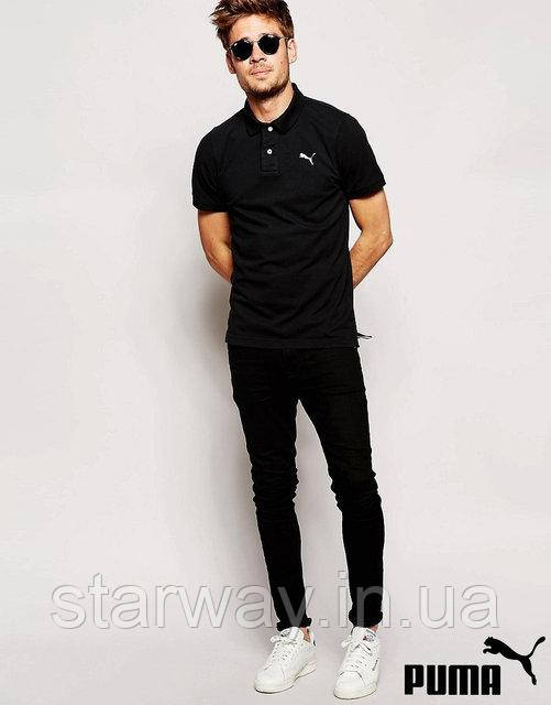 Футболка поло | чорна теніска | пума logo