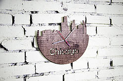 Годинник настінний із фанери "Чикаго" будь-якого кольору