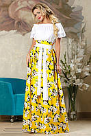 Длинная льняная юбка в цветах 727 (42 46р) в расцветках 2168 желтый