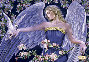 Вишивка бісером "Ангел і голуб" 30х44