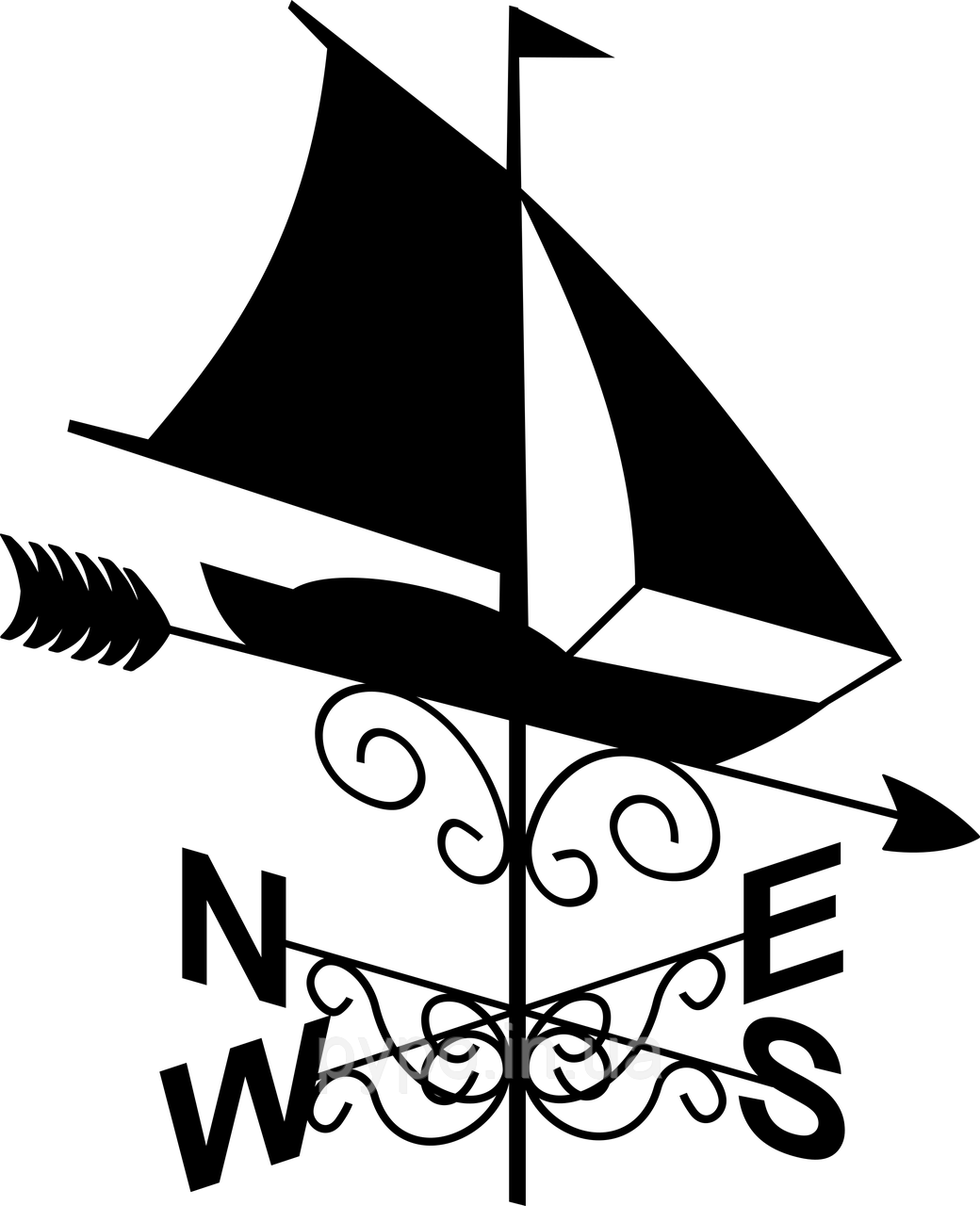 Флюгер кований Fibona "Яхта" компас 70х70х100 см