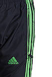 Чоловічі спортивні штани Adidas чорного кольору із зеленими смужками (плащівка). Хмельницький, фото 2