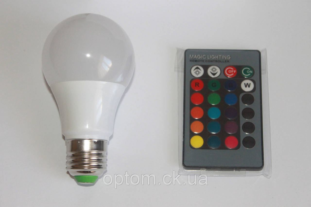 Лампа RGB LED 5W E27 (Кольорова)