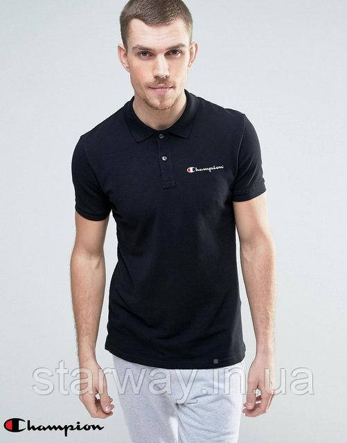 Футболка поло | чорна теніска | champion logo