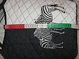 Джинсова сумка, авторська, чорно-біла з вишивкою Зебри. Ексклюзивна робота., фото 9