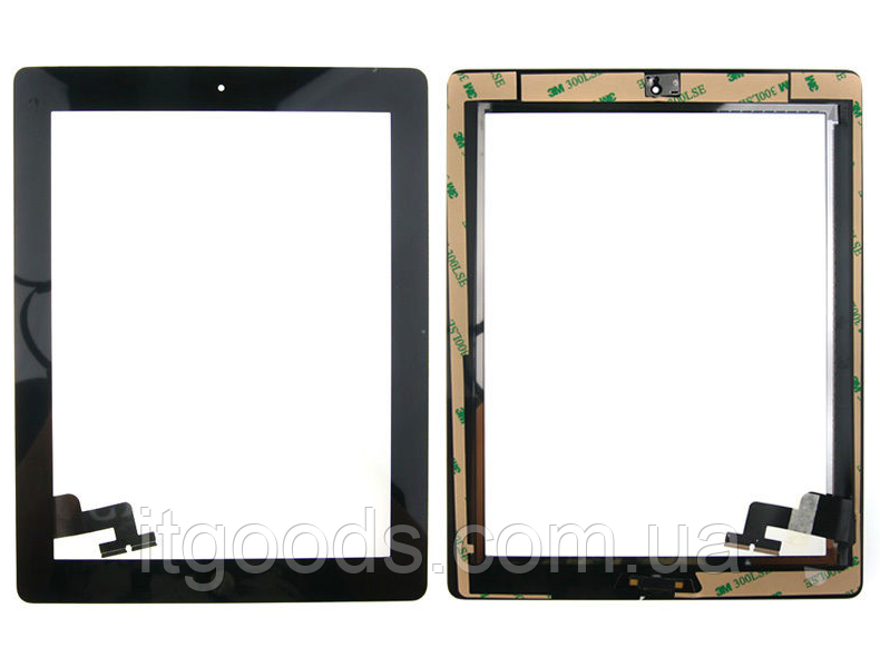 Тачскрін (сенсорне скло) для iPad 2 A1395/A1396/A1397 (чорний колір, кнопки Home, самоклейка)