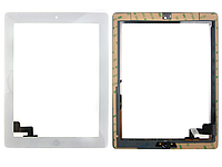 Тачскрин (сенсорное стекло) для iPad 2 A1395/A1396/A1397 (белый цвет, с кнопкой Home, самоклейка)