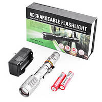 Ліхтарик Bailong zoom T6 кристал, подвійна акумулятора 18650, суперосвітлення