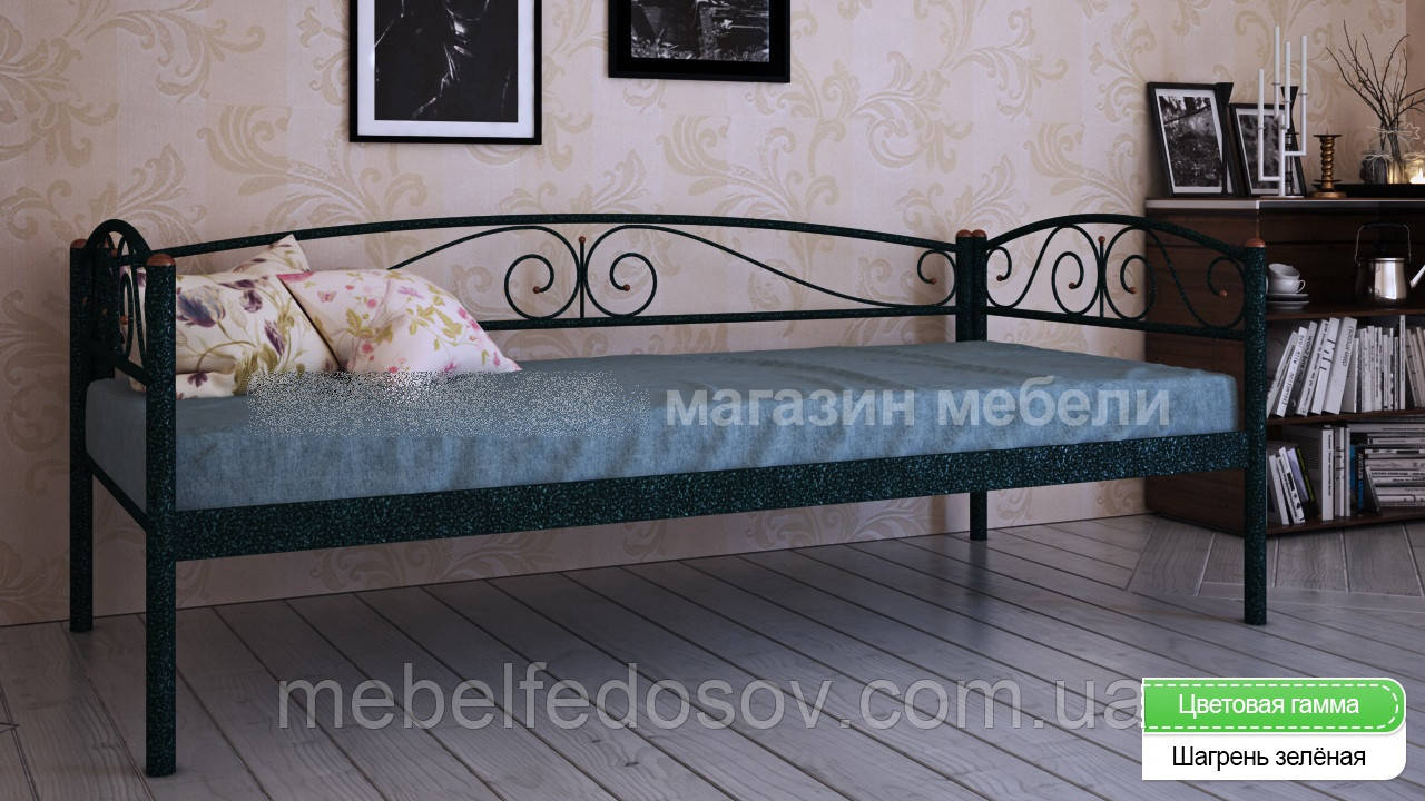 Ліжко металеве Верона Люкс / Verona Lux односпальне 90 (Метакам) 950х2080х720 мм