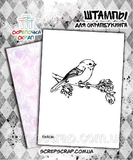 Штамп птиця на гілці 