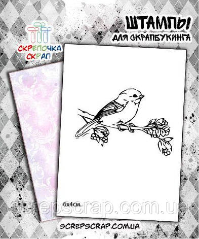 Штамп птиця на гілці , фото 1